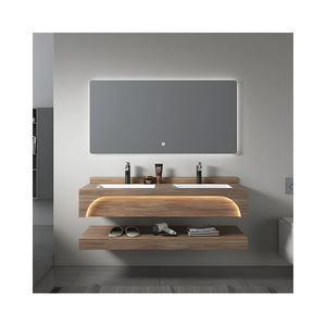 Juego de baño Premium con lavabo de cuarzo pulido Gabinete de <span class=keywords><strong>espejo</strong></span> LED <span class=keywords><strong>antivaho</strong></span> Bisagras de cierre suave - Product Image 6