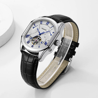 Montre automatique classique pour homme, mouvement squelette, bracelet en cuir tendance, montres mécaniques, pièces de montre-bracelet