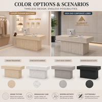 Comptoir d'accueil écologique carré cannelé avec base lumineuse LED et tiroirs de rangement – Ensemble complet pour salon de beauté, spa, usage commercial moderne