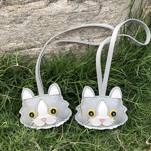 Pendentif tête de chat Kawaii en cuir PU, porte-clés pour femme, breloque mignonne pour sacs, décorations et accessoires - Product Image 6