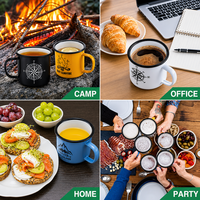 Mug de camping en émail personnalisé, tasse à café vintage durable, multi-usages pour les voyages en plein air, la randonnée, le bureau, la maison, les fêtes, avec impression de logo