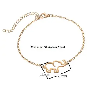 Fashion Vintage Gold <strong>Silver</strong> 316 Surgical Stainless Steel <strong>Adjustable</strong> Animal Charm and Elephant Shaped Jewelry <strong>Bracelet</strong> - Product Image 1