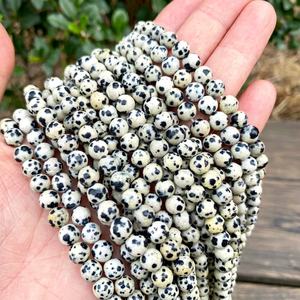 Perles rondes en jaspe dalmatien naturel de 8 mm, perles de pierres précieuses polies pour la fabrication de bijoux et de bracelets, vente en gros - Product Image 1