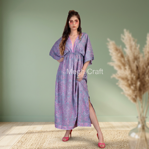 Vestido Maxi Vintage al por Mayor para Playa y Resort - Estampado Floral Bohemio Gitano Hawaiano, Cintura Natural, 100% Seda, Largo hasta el Tobillo - Product Image 6