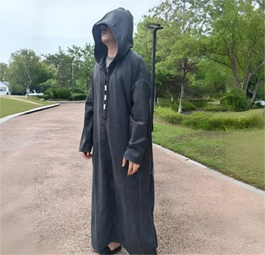 جلابة رجالية فاخرة مخصصة من الصوف، دافئة وأنيقة بغطاء للرأس، جبة مغربية إسلامية سميكة مع سحاب مخفي للشتاء - Product Image 3