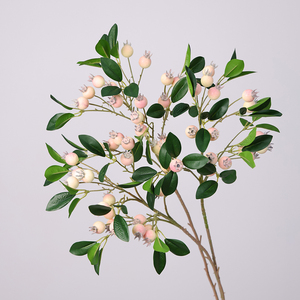 Plantes de myrtilles artificielles avec feuille de fruits Faux plante verte <span class=keywords><strong>Myrtille</strong></span> avec branches feuillues Vase Table à manger Rembourrage Fruits - Product Image 6
