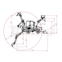 Backhoe Loader TBL45-16 1.5ton 4x4 Mini Backhoe Loader Merah