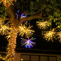 Wasserdichte Kupferdraht-LED-Explosionsstern-Lichterkette, Löwenzahn-Feuerwerk, Hängende Hochzeits- und Weihnachts-Außendekoration