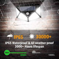 Lampe murale solaire 100 LED à détection de mouvement IP65 sans fil, éclairage quatre côtés, pour cour extérieure, rechargeable, pour escalier