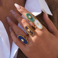 18K Vergoldeter Fingerring aus Edelstahl, Wasserfester Schmuck, Offener Muschelring, Modeschmuck für Damen