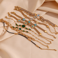 Bracelet Mlluki rétro en acier inoxydable plaqué or 18 carats avec pierre turquoise, émeraude véritable, zircon CZ, yeux bleus, cadeau de mariage