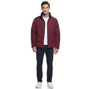 Oem Custom Standard <b>Warm</b> Winter <b>Waterproof</b> Canvas Front Logo Puff Jacket Men Zipper Puffer Jacket - Product Image 1