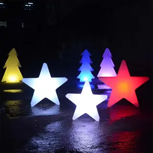 Dekorasi Lampu Natal Luar Ruangan, Ornamen Menyala/Led Plastik Bintang