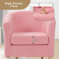 Chaise de salon moderne avec ottoman, en lin bleu, mousse haute densité, cadre en bois massif, pour chambre à coucher, salle de lecture, salon de détente