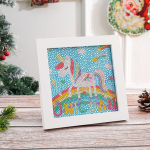 Cadeau pour enfants enfants <span class=keywords><strong>diamant</strong></span> peinture dessin animé <span class=keywords><strong>licorne</strong></span> Animal <span class=keywords><strong>diamant</strong></span> mosaïque peinture avec cadre bricolage décor à la maison - Product Image 2