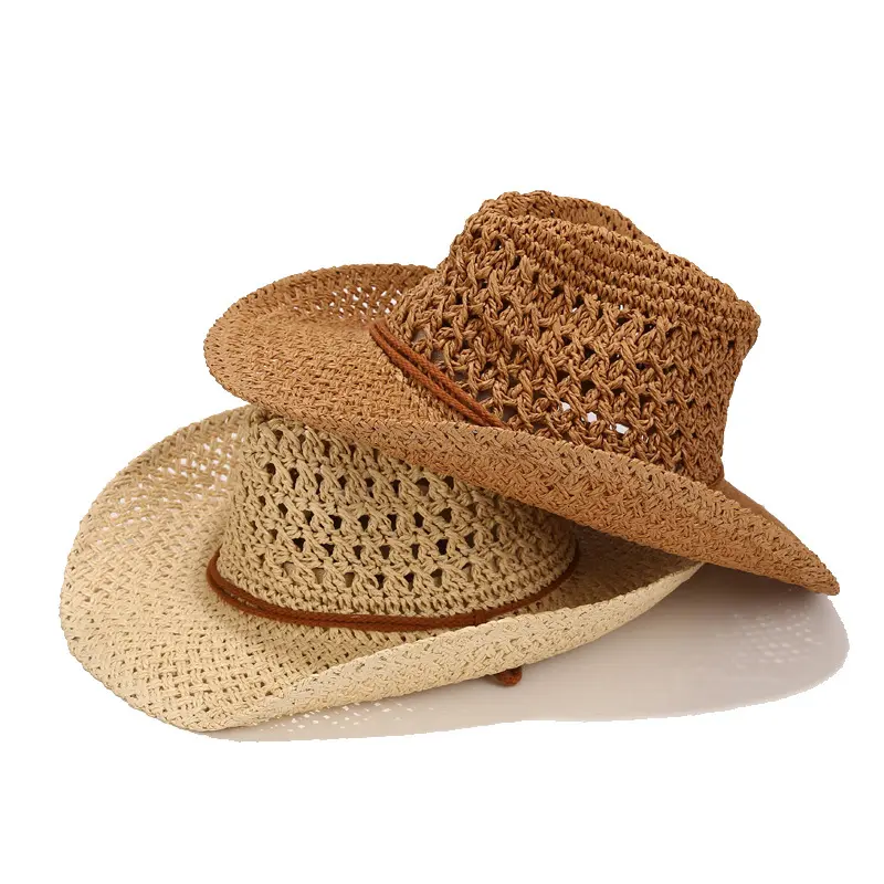 Chapéu de palha com sombra de verão personalizado para homens, chapéu de praia com aba larga, chapéu de sol de palha com enrolamento, venda imperdível
