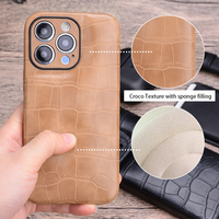 DL 2024 nouveaux matériaux étui de téléphone en cuir de crocodile en relief étui de téléphone de veste bouffante élégante pour iPhone 13 mini pro max