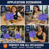 Boîte à bento mignonne en acier inoxydable 304, compatible micro-ondes, 3 compartiments amovibles, silicone LFGB sans BPA, anti-fuite, saine, pour nouveau-né