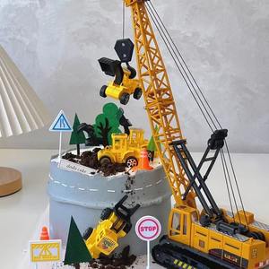 Grue gâteau décoration pelle bulldozer ingénierie voiture enfants anniversaire dessert <span class=keywords><strong>table</strong></span> décoration gâteau toppers - Product Image 5