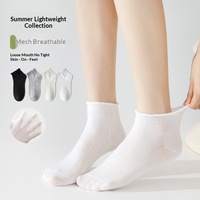 Chaussettes basses Mary Jane pour femme, fines, respirantes, antibactériennes, en maille, blanches, post-partum, effet gonflé