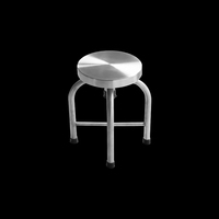 Tabouret rond en acier inoxydable facile à nettoyer avec assise métallique circulaire, cadre à croisillons et pieds antidérapants pour zone de service commerciale
