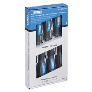 FERVI - CB02/07P Juego de destornilladores de tuercas huecas con mango de plástico (7 Uds.) -ENCHUFES EAN 8012667289744 CON MANGO - Product Image 1