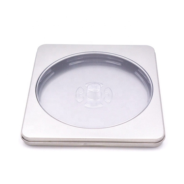 Square Natural Color Metal CD Storage Box CaseDVD Storage Box with clear Window