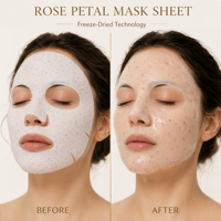 Masque en feuille lyophilisé aux pétales de rose véritable, acide hyaluronique, collagène, hydratation intense, masque facial pour peaux sèches, OEM, marque privée, soins de la peau