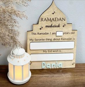 Décoration islamique pour la maison, support photo effaçable en bois, accessoire pour enfants, panneau Ramadan Mubarak - Product Image 2