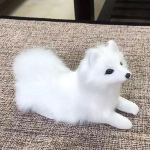 Hecho a mano sin relleno realista felpa piel Husky perro tumbado modelo alivio del estrés accesorio perro estatuilla para Linda decoración de escritorio - Product Image 5