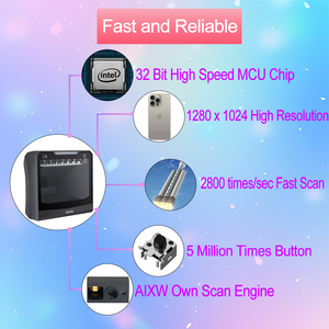 Máy thanh toán siêu thị aixw với máy quét mã vạch QR 2D Máy quét mã vạch đọc gói hàng hóa mã vạch - Product Image 3