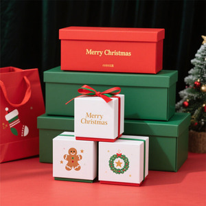 Coffret cadeau veille de Noël rouge pour écharpe gants thermos flacon emballage dossiers durables matériaux recyclés parfait Noël - Product Image 5