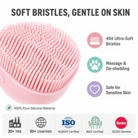 Brosse de bain en silicone pour animaux de compagnie avec distributeur de shampoing, outil de toilettage et de massage pour chiens et chats, à poils doux