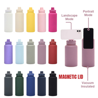 Bouteille isotherme en acier inoxydable à double paroi de 32 oz avec support magnétique pour téléphone et logo personnalisé
