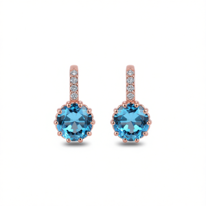 Pendientes de topacio chapados en oro rosa con detalles de diamantes para mujer, joyería clásica para uso diario - Product Image 1