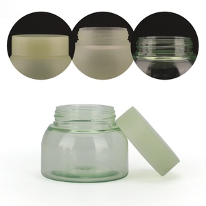 Venta al por mayor de fábrica: Tarros cosméticos de plástico de lujo, color verde personalizado, boca ancha, tapa de rosca para crema de ojos, loción y limpiador facial. - Product Image 2