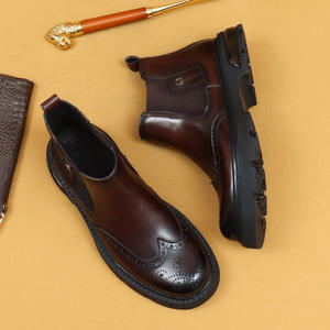 Nuevos botines de cuero genuino para hombre, lavables, con suela Goodyear, estilo retro, Amekaki, calzado de trabajo con cordones. - Product Image 2