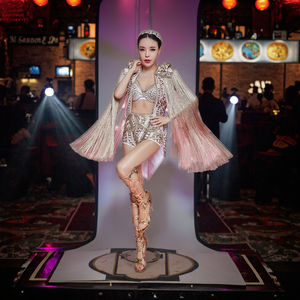 Traje de Baile <span class=keywords><strong>Gogo</strong></span> Personalizado para Mujer, Vestidos de Actuación para Discotecas y DJ, para Cantantes y Bailarines - Product Image 1