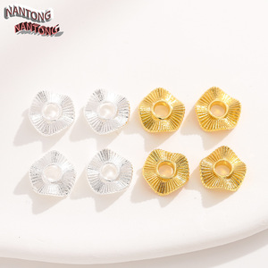 Nantong Wave Pattern <b>Spacer</b> <b>Rings</b> 18K Gold Silver Alloy Irregular Shape For Bracelet Making DIY Jewelry Accessories - Product Image 1