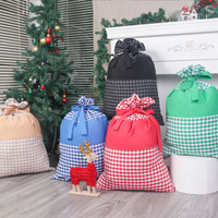 Prix de gros bas de Noël vichy cadeau toile uni sac de père noël bas de sublimation de bonbons