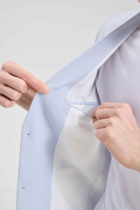 Completo Estivo da <span class=keywords><strong>Uomo</strong></span> in Misto Lino Traspirante, <span class=keywords><strong>Blazer</strong></span> a Maniche Corte e Pantaloncini, Set 2 Pezzi <span class=keywords><strong>Azzurro</strong></span>, Abito Casual Formale - Product Image 4