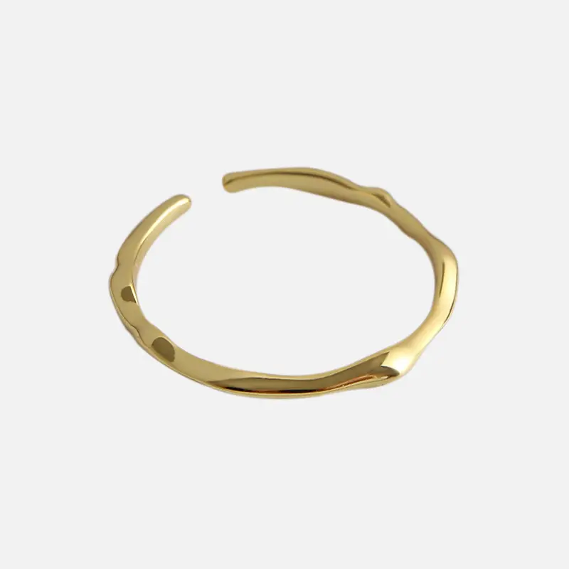 Minimalist Irregular Thin Gold Plated Stacking Rings Fashion 1 Gram 925 Silver Ring