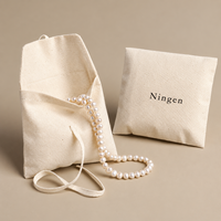 Pochette à bijoux en toile de coton, sac cadeau enveloppe avec nœud en ruban, logo personnalisé pour l'emballage de bagues et colliers, vente en gros