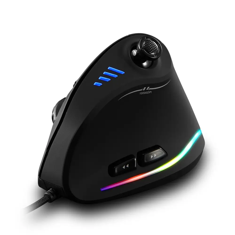 C-18 Mouse Game Berkabel Vertikal, 11 Tombol Yang Dapat Diprogram Dapat Disesuaikan 10000DPI Sabuk Lampu RGB Mesin Laser 128KB Memori On-Board