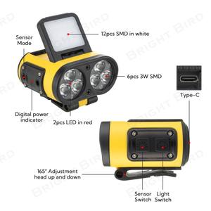 उज्ज्वल पक्षी 300lm नेतृत्व हेडलैंप रिचार्जेबल क्लिप-ऑन कैप वाटरप्रूफ डेलाइट एडजस्टेबल बीम मोशन सेंसर समायोज्य चमक - Product Image 3