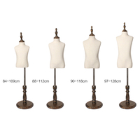 Buste Mannequin Enfant Torse avec Socle en Bois Vintage Formes Robe Magasin Vêtements Présentoir Vitrine Fille Garçon