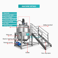Cuve de mélange chimique chauffante avec homogénéisateur et dispersant haute vitesse pour savon liquide, équipement de mélange compact pour petite ligne, économe en énergie et personnalisable