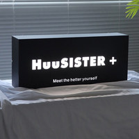Enseigne lumineuse LED 3D creuse en acier inoxydable à 4 faces, support mural flottant, affichage de logo commercial pour magasin, salle d'exposition, bureau