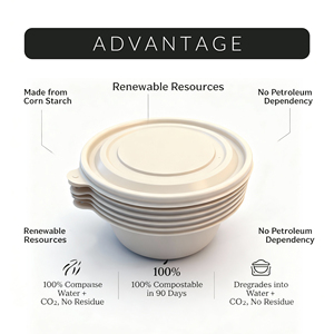 Contenants alimentaires biodégradables 280-500ml, à base d'amidon, compostables, jetables, étanches, compatibles micro-ondes, boîte à lunch haute résistance à l'huile - Product Image 3