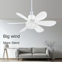 Ventilateur de plafond LED moderne pour salle de bain, 52 pouces, construction en plastique et métal, 6 pales, moteur DC silencieux 36 dB, télécommande, variateur d'intensité, 5 vitesses